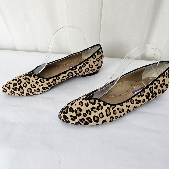 Priori Leopard Print Calf Hair Almond Toe Notched Ballet Flats Size 8 - Picture 7 of 12
